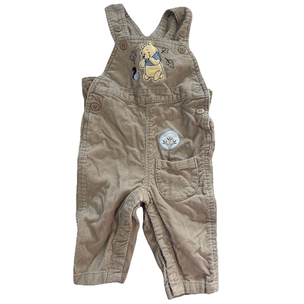 Baby Boy 3 To 6 Months Tan Classic Vintage Winnie the Pooh corduroy overalls Y2K